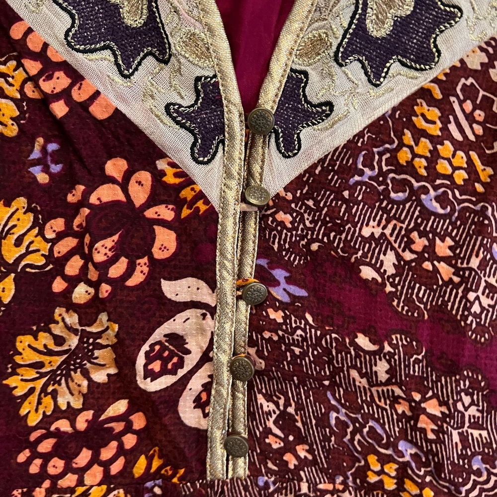 Anthropologie Maroon and Yellow Patterned Maxi Dress - Picture 9 of 15
